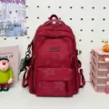 Lässiger, großer Rucksack mit Sternenmuster, Fächern für Pendler und Reisen im Alltag - Mit Anhänger / Rot