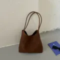 Sac a main tisse en cuir marron, grand cabas vintage elegante pour femmes quotidien. - Brun Mat