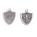 Antique silver shield fleur-de-lis charms for DIY necklace bracelet jewelry making 2pcs - Shield Badge Pendant / 22x16mm / Antique Silver