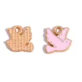 Ciondolo Colomba della Pace in Lega Dorata e Smalto Rosa Accessorio per Gioielli - Ciondolo Colomba della Pace (A9-224) / 10x10mm / Rosa