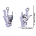 Ciondolo charm con gesto della mano rock in lega argentata per collana portachiavi fai da te - Ciondolo Gesto (A10-122) / 21x12mm / Argento antico