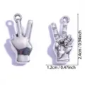 Ciondolo con gesto della mano in lega vintage fai-da-te collana portachiavi accessori - Ciondolo Gesto (A10-121) / 24x12mm / Argento antico