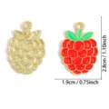 Gold-plated metal red raspberry enamel pendant charm for DIY jewelry making necklaces and keychains. - Raspberry (A9-142) / 28*19mm