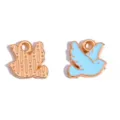 DIY alloy peace dove bird charms pendants for handmade necklaces bracelets jewelry making accessories - Peace Dove Pendant (A9-224) / 10x10mm / Blue
