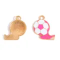 Pink white soccer sports enamel alloy charm pendant DIY jewelry accessories necklace bracelet - Soccer and Shoe Style (A9-123) / 24x21mm / Rose Red