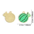 Watermelon enameled alloy pendant DIY jewelry charm, green and gold double-sided design. - Watermelon (A9-145)