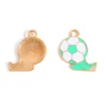 Enamel Soccer Ball Metal Charm DIY Pendant Alloy Jewelry Accessories Necklace Bracelet - Soccer and Shoe Style (A9-123) / 24x21mm / Green