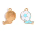 Gold alloy enamel soccer ball sports charms, cute pendants for DIY handmade jewelry making. - Soccer and Shoe Style (A9-123) / 24x21mm / Blue