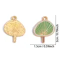 DIY Emaillierter Fächer Legierung Anhänger Charms für Halskette Schlüsselbund Schmuck Zubehör - Grüner Retro Ventilator Stil (A9-155)