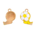 Gold alloy soccer sports enamel pendant, DIY necklace bracelet jewelry accessory charm. - Soccer and Shoe Style (A9-123) / 24x21mm / Yellow