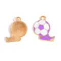 Enamel soccer sports charm pendant, DIY gold alloy jewelry accessory for necklace or bracelet. - Soccer and Shoe Style (A9-123) / 24x21mm / Purple