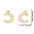 Pendentif lune étoile en alliage rose et doré breloque bijoux DIY pour collier et bracelet. - Style Lune et Étoile (A9-102) / 1 Pièce/Paquet (16*13mm) / Rose