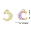 Série ciel étoilé romantique goutte d'huile pendentif bijoux alliage collier bracelet bricolage - Style Lune et Étoile (A9-102) / 1 Pièce/Paquet (16*13mm) / Violet