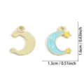 Pendentif lune étoile en alliage ciel étoilé romantique coloré accessoire de bijoux DIY - Style Lune et Étoile (A9-102) / 1 Pièce/Paquet (16*13mm) / Bleu