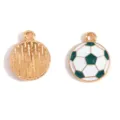 Gold alloy football sports charm pendant DIY necklace bracelet jewelry accessory set. - Soccer Ball Style (A9-124) / 17x14mm / Green