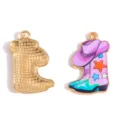 Westlicher Cowboy Stiefel Emaillierter Anhänger Legierung DIY Schmuck Accessoire Rosa - Farbe 12 (A9-121)