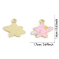 Joli pendentif étoile rose émail breloque alliage DIY pour collier bracelet bijoux - Style Étoile et Saturne (A9-103) / 1 Pièce (16*17mm) / Rose