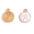 Gold-toned alloy enamel football charms DIY jewelry accessories for handmade necklaces bracelets - Soccer Ball Style (A9-124) / 17x14mm / Pink