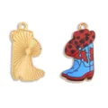 Westliche Cowboy Stiefel Hut Emaillierte Legierung Anhänger DIY Schmuck für Ketten Armbänder. - Farbe 1 (A9-122)