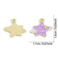 Enamel star and planet pendant charm made of alloy for DIY jewelry making, 1.7x1.6cm size. - Star and Saturn Style (A9-103) / 1 Piece (16*17mm) / Purple