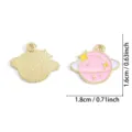 Pink Enamel Planet Charm Alloy DIY Necklace Bracelet Pendant Fashion Jewelry Item - Planet and Pentagram Style (A9-104) / 1 Piece (16*18mm) / Pink