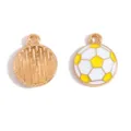 Yellow and white football enamel alloy pendant charms for DIY jewelry making and necklaces. - Soccer Ball Style (A9-124) / 17x14mm / Yellow