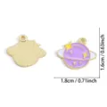 Enamel Saturn Pendant Purple Star Alloy DIY Jewelry Necklace Bracelet Charm Accessory - Planet and Pentagram Style (A9-104) / 1 Piece (16*18mm) / Purple