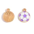 Colorful enamel soccer ball charm pendant alloy DIY jewelry accessories for bracelet - Soccer Ball Style (A9-124) / 17x14mm / Purple