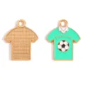 Gold and green soccer jersey enamel charms alloy DIY jewelry pendants for necklaces bracelets - Soccer Jersey Style (A9-125) / 25x20MM / Green