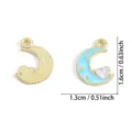 Blue Moon Heart Enamel Alloy Pendant DIY Jewelry Necklace Bracelet Charm Accessory - Moon and Heart Style (A9-106) / 1 Piece/Pack (16*13mm) / Blue