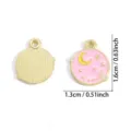 Gold-toned alloy enamel moon and star charm DIY jewelry pendant variant accessory 1.3cm 1.6cm - Starry Moon Round Style (A9-107) / 1 Piece/Pack (16*13mm) / Pink