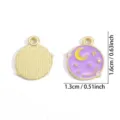 Colorful romantic starry sky enamel DIY alloy charm pendant for necklace and bracelet decoration - Starry Moon Round Style (A9-107) / 1 Piece/Pack (16*13mm) / Purple