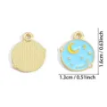 Colorful romantic starry sky alloy enamel pendant DIY jewelry charm necklace bracelet accessory - Starry Moon Round Style (A9-107) / 1 Piece/Pack (16*13mm) / Blue