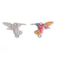 DIY jewelry accessory colored hummingbird enamel alloy pendant, double connector charm. - Multicolor (A9-392-Color 1)