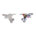 DIY alloy hummingbird charms pendant double loop color printed jewelry making bracelet necklace - Multicolor (A9-392-Color 3)