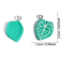 Colgante de hoja verde de resina accesorios de joyería DIY para collar y llavero hechos a mano. - Estilo Nervado Verde (A9-393) / 22*15mm