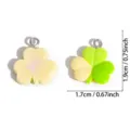 Colgantes de trébol de resina de color para joyería DIY hecha a mano, collares y llaveros. - Estilo Trébol Empalmado Amarillo (A9-395) / 19*17mm