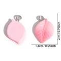 Colgante de hoja de resina rosa con anilla de metal para bisutería DIY hecha a mano - Estilo Regular Hoja Rosa (A9-398) / 20*14mm