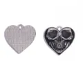 Hart Schedel Metalen Hanger DIY Sieraden Accessoire Bedel Zwarte Emaillen Goth Stijl - Hart Schedel (A10-005) / 1 Stuk (22*22mm) / Witgoud