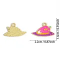 Ciondolo Cappello Strega Tacchino Smalto Lega DIY Gioiello Halloween Rosa Viola Misura 1pz - 14*22mm/1 Pezzo