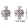 Conectores de dijes de timón de aleación de plata antigua para hacer joyas de bricolaje - Estilo Timón (A9-203) / 27*23mm (1.12g) / Plata antigua