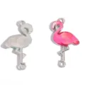 Ciondoli fenicottero smalto metallo doppio anello per creazione gioielli collane bracciali - Stile Colore 7 (A9-226) / 31*16mm
