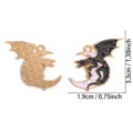 Gotischer Drache Mondsichel Emaillierter Legierungsanhänger DIY Schmuckherstellung Zubehör - Drache um den Mond (A9-236)