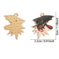 DIY Legierung Drache Anhänger Emaillierter Schmuck für Halskette Schlüsselanhänger 2.3x3cm - Schwarz Gold Drache Sonne (A9-239)