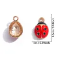 Pendentif coccinelle en alliage bijoux DIY collier bracelet accessoire émail rouge noir - Style Coccinelle à Sept Points (A8-409) / 16x10mm