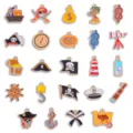 Pirat Thema Emailliertes Legierungsanhänger DIY Schmuck Zubehör für Schlüsselanhänger Halskette. - Komplettes Set Aus 24 Stilen / 80x60mm