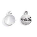 Silver round Faith charm alloy DIY jewelry pendant necklace bracelet accessory 2pcs - Faith Style / 15x12mm / Antique Silver