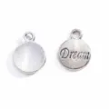 Vintage alloy round Dream letter charm DIY jewelry pendant necklace bracelet accessory - DREAM Style / 15x12mm / Antique Silver