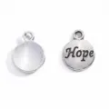 Cross-border hot selling round hope metal charm pendant DIY retro alloy jewelry accessories. - HOPE Charm / 15x12mm / Antique Silver