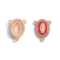 Colgante religioso de aleación dorada con esmalte rojo y diamantes de imitación DIY. - A8-408 / 21x16mm / Oro KC & Rojo